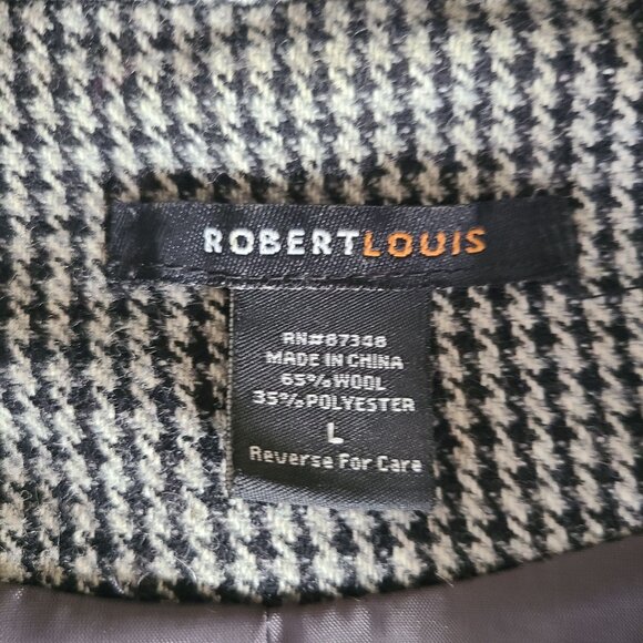 Robert Louis Womens Houndstooth Wool Blend Peacoat Driving Jacket Size L - Picture 4 of 10